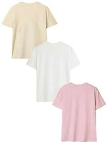 1 pieza/Set de camiseta de manga corta con cuello redondo y estampado de paisaje, nueva colección de verano, casual, moderna y versátil para uso diario de mujeres. - Albaricoque - Ver 4