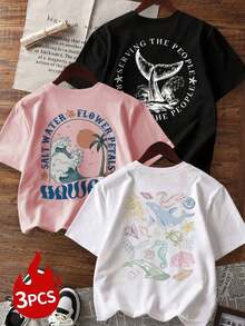 This New Casual Short-Sleeved T-Shirt With A Crew Neck In Dark Gray Is An Ideal Choice For Women's Summer Wardrobes. It's Stylish And Versatile, Suitable For Everyday Wear, Vacations And Leisure, As Well As Beach Days During Spring Break. - 黑色 - 查看 8
