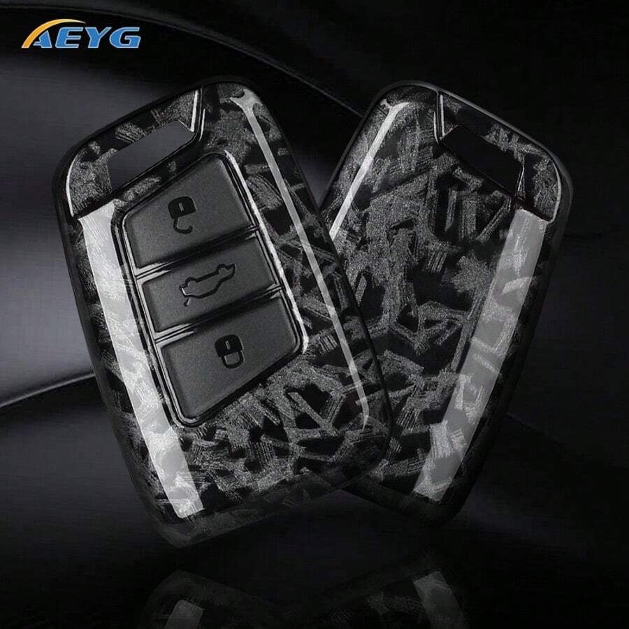 Funda de carcasa de llave de coche de estilo de fibra de carbono ABS, para VW Passat B8, Magotan y Sko Da Superb A7 Kodiaq - Carcasa resistente - modelo D - Ver 1