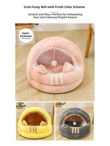 Semi-Enclosed Pet Nest, Cat House, Cat Bed, Cat House Accessories, Cat Nest Suitable For Summer Use. - Cute Brown - View 5