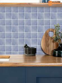 SUPSTICKER 12pcs Multi-Color Solid Faux Brick Texture Morandian Watercolor Minimalist Ins Style Crystal Self-Adhesive Wall Stickers, Premium Thick PVC Material, Easy Installation Peel And Stick, Freely Combinable, Waterproof, Oil-Proof, Dirt-Resistant, Easy To Clean And Remove, Suitable For Kitchen, Bathroom, Children's Room, Rental Home Decor Renovation, 7.87*7.87inch/11.81*11.81inch - Multicolor - View 7