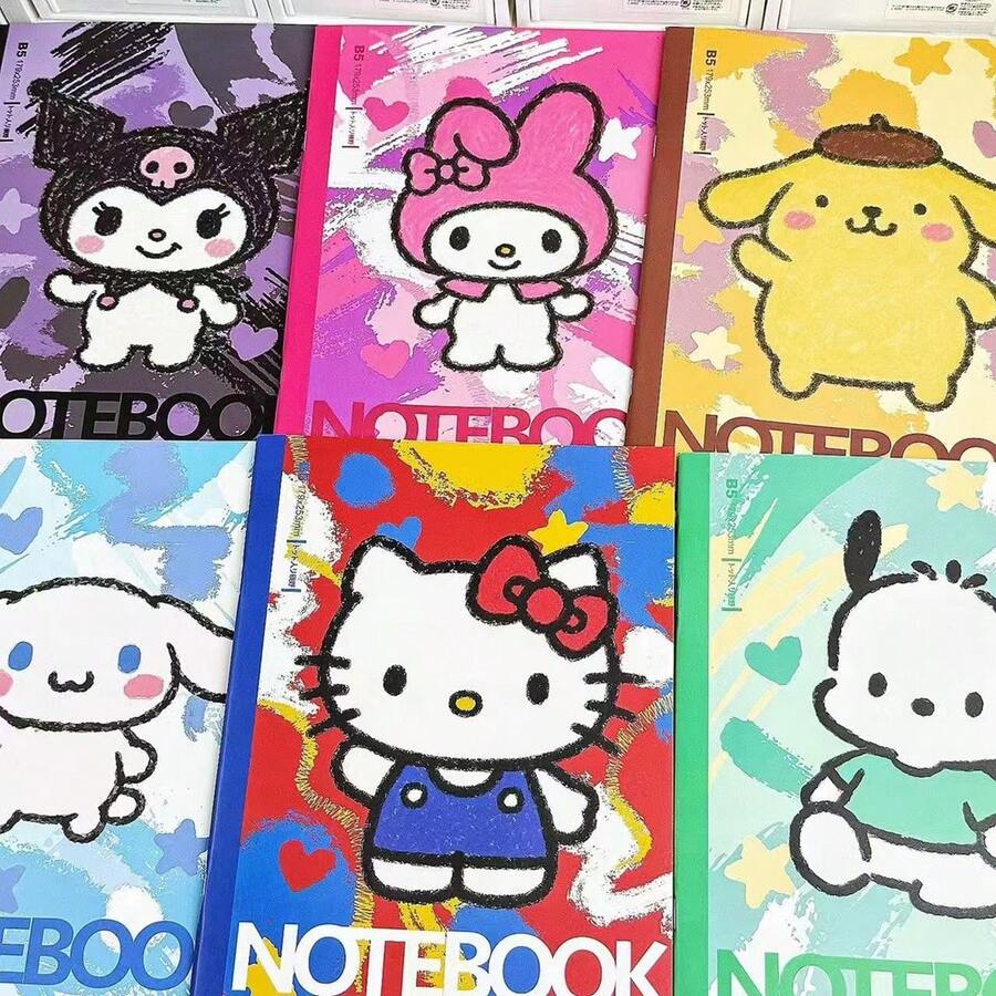 1 cuốn sổ tay chủ đề nhân vật hoạt hình Sanrio, sổ ghi chép, đồ dùng học tập thiết yếu, văn phòng phẩm, đồ dùng học tập, quà tặng hoàn hảo cho các bữa tiệc, quà tặng lễ hội dành cho người hâm mộ (kiểu ngẫu nhiên) - Nhiều màu - Xem 1