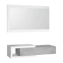 Dmora Arty - Mobile da Ingresso, 26x95x19h cm Grigio, Specchio Incluso - Bianco - Visualizzare 4