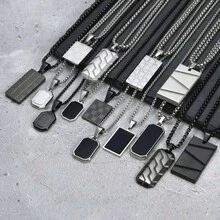 Vnox Collares con colgante de etiquetas de perro pequeñas para hombres y niños, etiqueta de perro militar de acero inoxidable de color negro y plateado con cadena de caja de regalo para él - PN-1857G - Ver 4