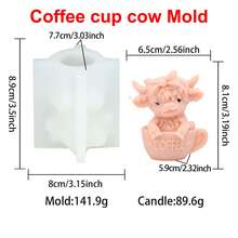 Zhonghui Mold 高地奶牛硅胶模具套装,适用于蜡烛制作,可爱小奶牛咖啡杯模具,适用于树脂、肥皂、蜡、石膏DIY家居装饰工艺品 - Animal - 查看 6