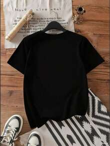 Graphic Print Women's Lightweight Cotton Summer T-Shirt SUMMER-VIBES-Beach-Surf-Retro-80s-Vaporwave-Aesthetic-Style-Oversize T-Shirt Women's Print 100% Pure Cotton - 黑色 - 查看 5