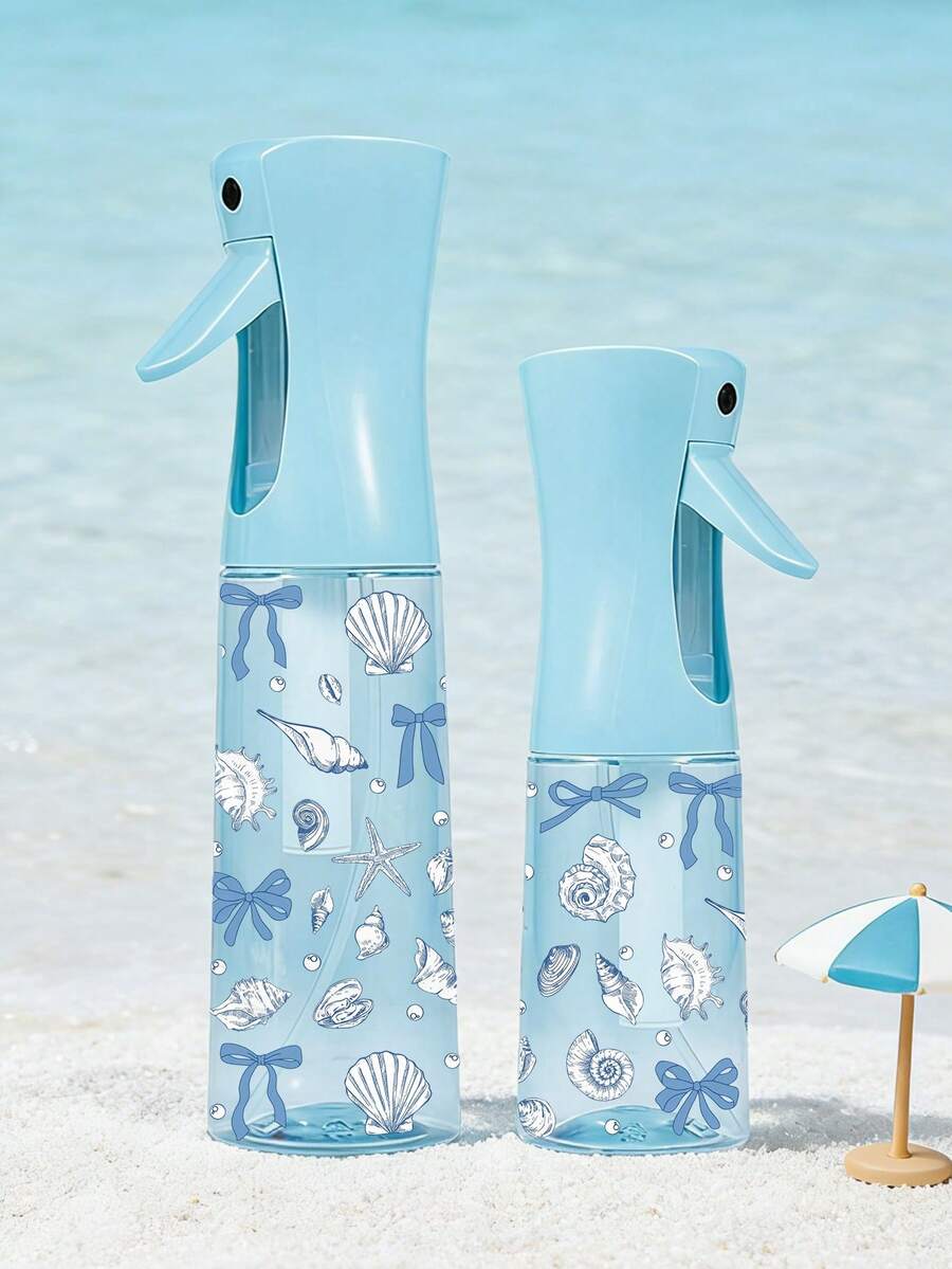 Seestern & Muschel Muster PET Nachfüllbare Reise Sprühflasche, professionelle Hochdruck Zerstäuber Sprühflasche, 200/300ml Hochdruck kontinuierliche automatische Vakuum Fein-Nebel Sprühflasche, Haarstyling Werkzeug, Haarpflegeprodukt, Zubehör, Reiseartikel - Verschiedenfarbig - Übersicht 1