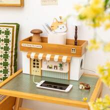 1pc Dual-Layer Wooden Power Strip Storage Box, Desktop Cable Management Organizer With Outlet Cover And Plug Holder, Small Items Storage Box, Mini Figurine Display Stand, Candle & Aromatherapy Tray, Dust-Proof Charging Station Organizer, Home/Office/Living Room Decor, Desk/TV/Computer/USB Hub/Power Socket Organizer, Space-Saving Home Storage Solution - Multicolor - View 8