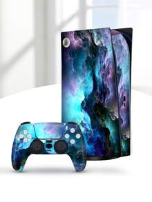 6 miếng dán họa tiết mây sét màu xanh nhạt dành cho đĩa game console, chống bụi và chống mài mòn. - Xem 4