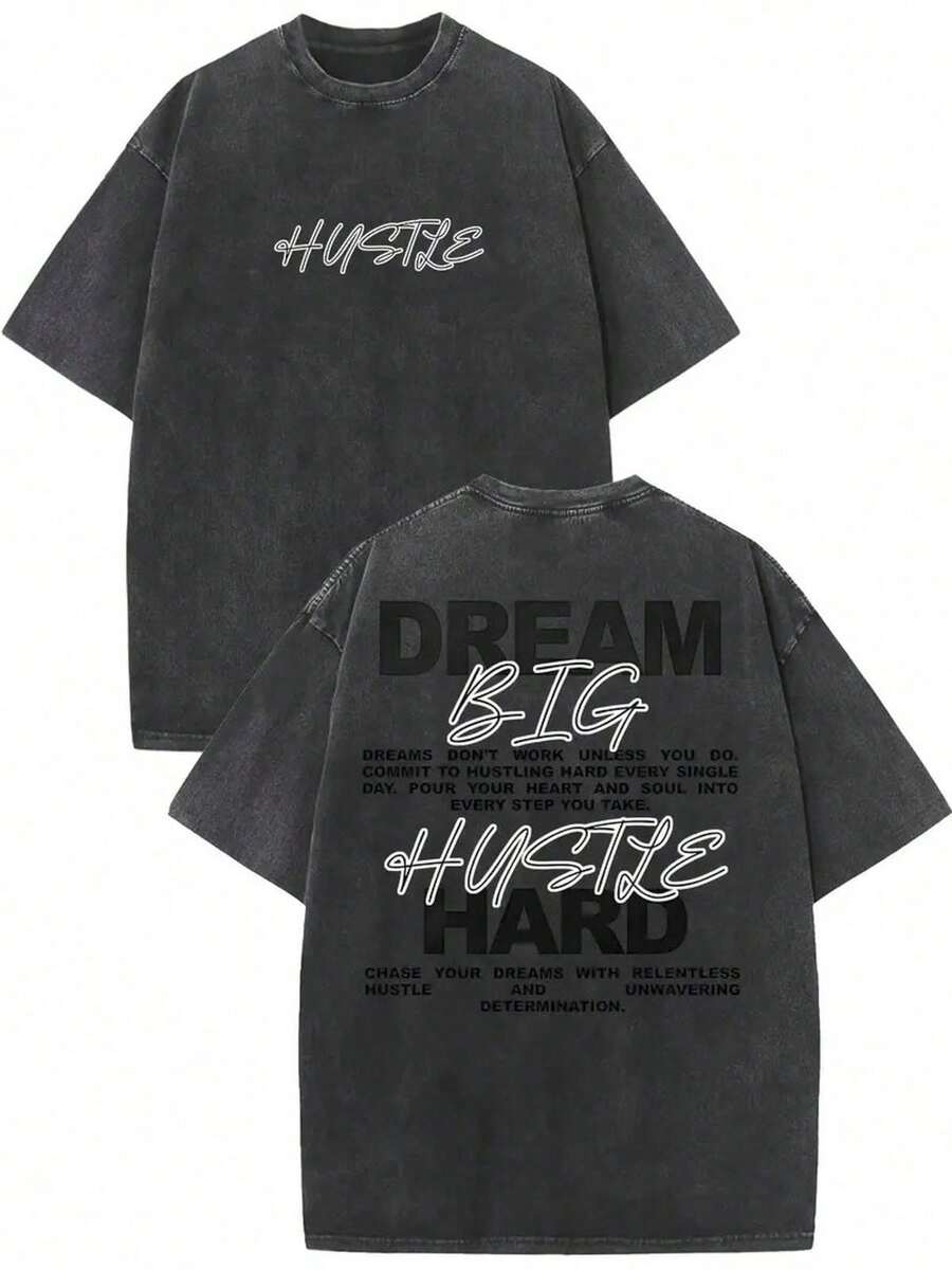1 pieza Camiseta de manga corta de cuello redondo oversize unisex desgastada y lavada, 100% algodón pesado de 220g, diseñada por artistas Y2K estilo americano vintage, estampado gráfico de nombres de ciudades, ideal para uso diario, conciertos y festivales - Negro - Ver 1