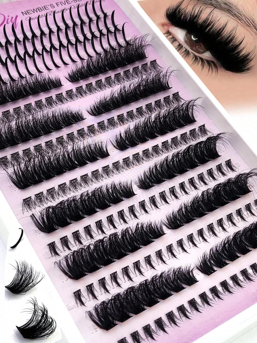 HBZGTLAD Nuevas pestañas inferiores esponjosas de 15 filas + cabello de hada + racimos de pestañas inferiores esponjosas de 60D-200D y puntiagudas Extensiones de racimos de pestañas individuales voluminosas Racimos de pestañas puntiagudas DIY Longitud mixta 0.07 Grosor Curvatura D - D - Ver 1