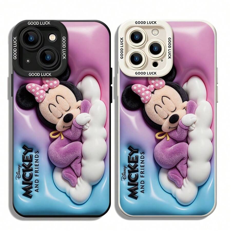 Disney Minnie Mouse Phone Case, Sleeping Minnie Protective Cover. Compatible With IPhone 17, 16, 15, 14, 13, 12, 11 Pro Series And Galaxy S22, S23, S24, S25 Models, Featuring Plush-Style Minnie Mouse Sleeping On A Cloud Against A Pink-To-Blue Gradient Background With "Mickey And Friends" Text, Perfect For Cozy Disney Fans, Ideal For Birthdays, Holidays, Anniversaries, Graduation Gifts, Or Any Special Occasion To Surprise Family, Friends, Classmates, And Loved Ones. - trắng - Xem 1
