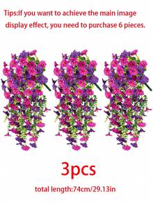 Artificial Silk Morning Glory With Eucalyptus Leaves, UV-Resistant, Realistic Hanging Floral, Artificial Lifelike Flower Plant, Suitable For Outdoor Decoration In Spring And Summer, Artificial Hanging Floral, Suitable For Wedding, Home, Office, Garden, Birthday, Anniversary, Holiday, Graduation Ceremony Decoration (Rose Red) - Multicolor - View 9