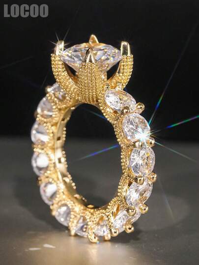 1 chiếc nhẫn đá Cubic Zirconia lãng mạn, phù hợp cho nữ, lý tưởng cho đám cưới, lễ đính hôn, kỷ niệm, tiệc tùng, quà tặng ngày Valentine.