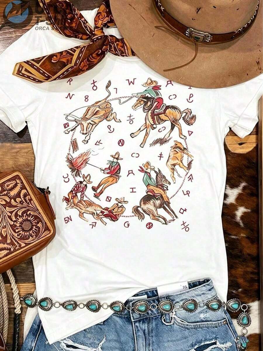 Estilo occidentalPaísCamisaDenimCamisetaVintageGráficoCamisetaCómodoCamisaAlgodónCamisetaConRetroImprimirPatrón,CortoCuello RedondoInspiradoCamisaParaChicas,LindoEstéticaY2KEstiloVeranoSuperior,AdecuadoParaAl aire libre,Inicio,Trabajo,OCalleInformalRopa-VacacionesConjuntos de ropaMujeres, camisas elegantes adecuadas para fiestas, camisas elegantes adecuadas para fiestas. - Blanco - Ver 1