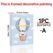1/3件套野生动物热气球儿童房墙画，帆布墙画海报，适用于房间家居装饰，美观实用，可选画框，房间装饰用品，墙面装饰，卧室装饰，婴儿房装饰，客厅装饰，办公室装饰 - 彩色 - 查看 22