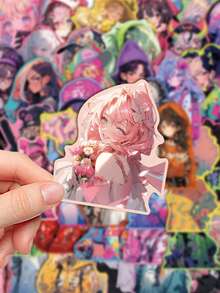 50pcs Cute Girl Style Stickers For Phone Case, Luggage, Planner, Notebook, Guitar Decoration, DIY Adhesive Sealing Stickers - Sweet Girl - View 4