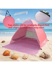 1pc Quick-Open Beach Camping Tent - Spacious Outdoor Sunshade, Includes Storage Bag, Suitable For Family And Friends, Blue Triangle Design, Polyester Fabric, Perfect For Beach, Camping, Hiking, Camping Essential - Multicolor - View 13
