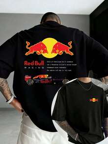 Men's T-Shirt, 100% Argodo Brand, With A "R-E-D B-U-L-L Racing" Print. This Popular Summer T-Shirt Is A Perfect Gift And Features An Urban Hip-Hop Style For Both Men And Women. - 黑色 - 查看 3