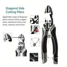 Industrial-Grade Multi-Function Plier Set - Includes Vise Grip, Needle-Nose Pliers, Diagonal Cutting Pliers, Wire Stripper, 3 Pieces Set, Electrician-Specialized Force-Saving Wire Pliers, Complete Home Repair Hardware Tools - Slanted Mouth - View 8