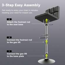 GartistGo Bar Stool Set Of 2 -Grey, 360° Swivel, Upholstered, Height Adjustable  Bar Stool - 黑色 - 查看 8