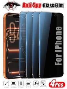 MIGAE 4 paquetes - Protector de pantalla con privacidad para iPhone 17 Pro Max de 6.9 pulgadas, vidrio templado con protección de privacidad, compatible con 17 Pro, 16 Pro Max, 16, 15 Pro, 14 Pro Max, 13, 13 Pro Max, 12, 11 Pro Max. Sin burbujas, accesorio para teléfono, compatible con fundas de teléfono, adecuado para Pascua, primavera y verano. - Negro - Ver 14