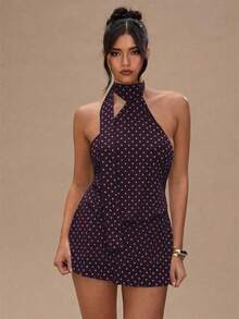 Vestido mini con estampado de lunares y espalda descubierta para mujer - Granada - Ver 7