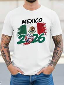 Camiseta de Fútbol México 2026 |   Camiseta de Fanático de Fútbol Americano con la Bandera de México |   Camiseta de recuerdo del Mundial de Fútbol 2026 |   Regalo para Fanáticos de la Selección Nacional de México | Fútbol México - Negro - Ver 6