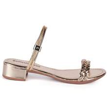 Women's Sandal With 3cm Block Heel, Versatile 2-In-1, Comfortable 2-Strap Clog - Gold - View 4