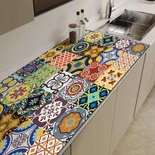 1pc Multicolor Floral Tile Pattern Printed Coffee Bar Mat, Stove Mat, Drainage Mat, Silicone Drainage Mat For Coffee Machine, Rubber Drainage Mat, Super Absorbent And Wear-Resistant Dish Drying Mat, For Countertop, Restaurant, Kitchen, Patio Dining Table Decor, Household Kitchen Supplies, Countertop Decorative Mat - Multicolor - View 4
