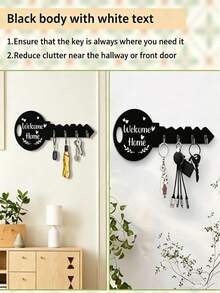 Wall Mount Rack With Shelf & Hooks, Boho Floral Wooden Key Holder Rustic Space-Saving Storage Organizer, Hanging Shelf For Keys Coats Small Sundries, Chic Farmhouse Home Decor Ornament For Hallway Porch Kitchen Office Daily Entrance Storage - View 5