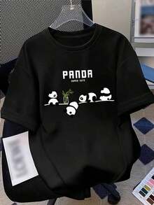 1 pieza de camiseta de verano de talla grande para mujer - Color puro, corte holgado, cuello redondo, manga corta, adecuada para uso casual de verano, lavable a máquina, camiseta para uso diario, 180g, 100% algodón, los diseños están impresos. Unisexo. - Blanco - Ver 5