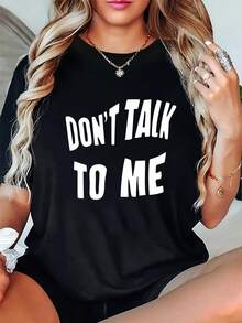 Graphic Print T-Shirt, Short Sleeve, Round Neck, Casual Style For Summer And Spring, Women's Clothing Y2k - Black - View 1