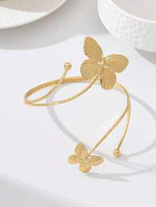 1pc Fashionable Minimalist Gold Metal Sun Armband, Versatile Accessory Suitable For Women Vacation Wear - Butterfly Armband - View 4