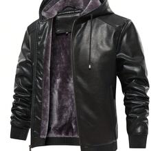 Men's Vintage-Style Jacket | Hooded, Breathable, Tear-Resistant | Zip-Up With Polyester Lining | Casual Outdoor Wear For Winter | Multi-Pocket Design | Durable | Ideal For Everyday Use, Cozy Jacket - 黑色 - 查看 2