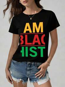 VivaGlam-AMBLACKIST Pride Tee Women Crew Neck T-Shirts Black Top 2026 Everyday Wear, Perfect for The Office, Dates, And Outings Summer And Spring Season Breathable Fabric, Crew Neck, Short Sleeves Mother'S Day Gift - Negro - Ver 3