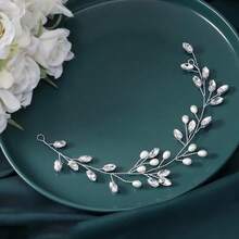 1pc Elegant Floral Iron Headband, Bridal Wedding Hair Accessory, Suitable For All Seasons,Festival,Party - Silver - View 8