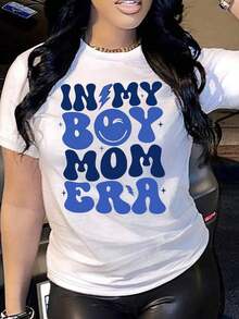 100% cotton Camiseta Casual de Verano con Cuello Redondo, Camiseta con la Frase "IN MY BOY MOM ERA", Camiseta de Manga Corta de Corte Ajustado - Blanco - Ver 6