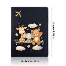 1pc Cartoon Print Passport Holder - Cute Koala, Kangaroo And Bear With Stars And Clouds Travel Organizer - Birthday Gift For Wife, Girlfriend, Best Friend, Holiday Gift - Multicolor - View 2