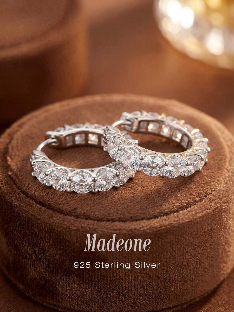 MADEONE 1对925纯银锆石水晶耳环,女士珠宝,精致创意耳环,精美珠宝礼品,适合女孩日常佩戴,约会,派对等各种场合。 - 款式5 - 查看 1