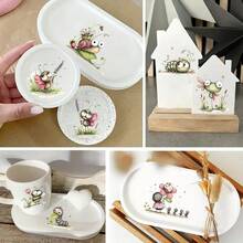 4pcs/Set Watercolor Insects & Flowers Pattern Theme UV Transfer - For DIY Crafts, Mugs, Laptops & Water Bottles, Self-Adhesive Plastic, DIY Mug Decoration, Laptop, Holiday Decorations, Festive Designs, Highquality Prints, Durable - Multicolor - View 4