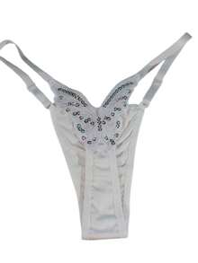 Butterfly Panties Kit 2 Microfiber Thong Lingerie Sexy Sensual Adjustable G-String - Blanco y rosa neón - Ver 2