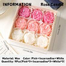 9pcs/Box Set, New Rose Scented Candles, Handmade Soy Wax Fragrance Candles, Smokeless Candles, Birthday Gift, Housewarming Gift, Rose Candles, Mini Candles, For Home Decor, Room Decor, Dining Table Decor, Holidays, Party Decorations, Lovely Decoration, Wedding, Valentine's Day Gift, Birthday Present, Christmas Decorations, Christmas Decor, Christmas Gifts, Room Decor (1 Box Of 9pcs, 2 Boxes Of 18pcs, 3 Random Colors) - Multiple Styles - View 11