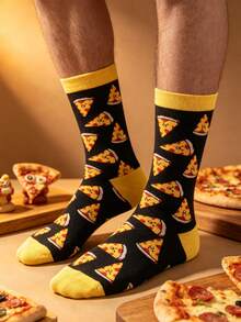 1 Đôi tất dài đến bắp chân, thiết kế hình bánh pizza, đa năng và độc đáo. - Nhiều màu - Xem 1