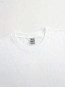 Women's 100% Cotton Crew Neck T-Shirt, White And Blue Shell Print, Casual Top For Beach Outfit, Party, Casual Wear, Spring/Summer T-Shirt, Summer Outfit, Short Sleeve T-Shirt, Loose Fit Shirt, Summer. - White - View 3