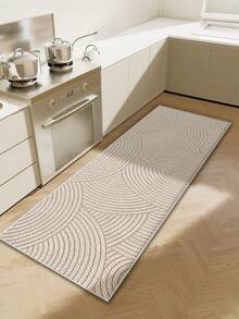 1pc Colorful Geometric Print Kitchen Runner Rug, Nordic Luxury Style, Thick Fabric With Comfortable Foot Feel, Easy Care Machine Washable, Practical Entryway Doormat For Kitchen, Laundry Room, Dining Room And Indoor Areas - Coral Pink - View 9