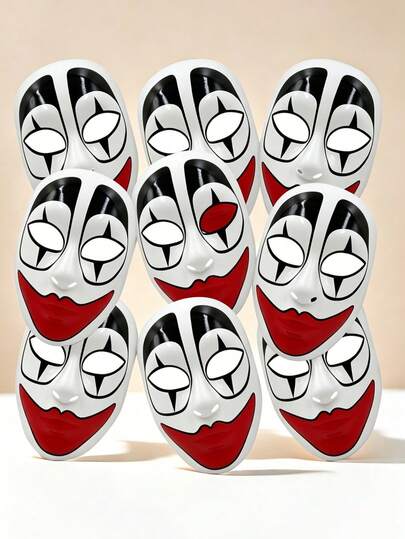 1/4pcs Creepy Clown Full Face Mask, Black White Red Joker Style, Halloween Cosplay & Party Costume Prop
