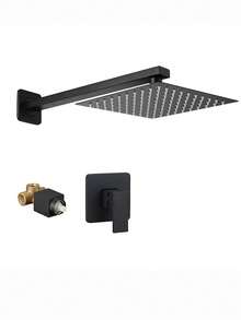 YAOPENG 1 Set Sistem Pancuran Tersembunyi Kuningan Hitam Doff, Set Kepala Pancuran Tersembunyi yang Dipasang di Dinding dengan Kepala Pancuran 8 Inci, Katup Pencampur Air Dingin dan Panas, Cocok untuk Kamar Mandi Hotel, Rumah, dan Apartemen - MultiWarna - View 6