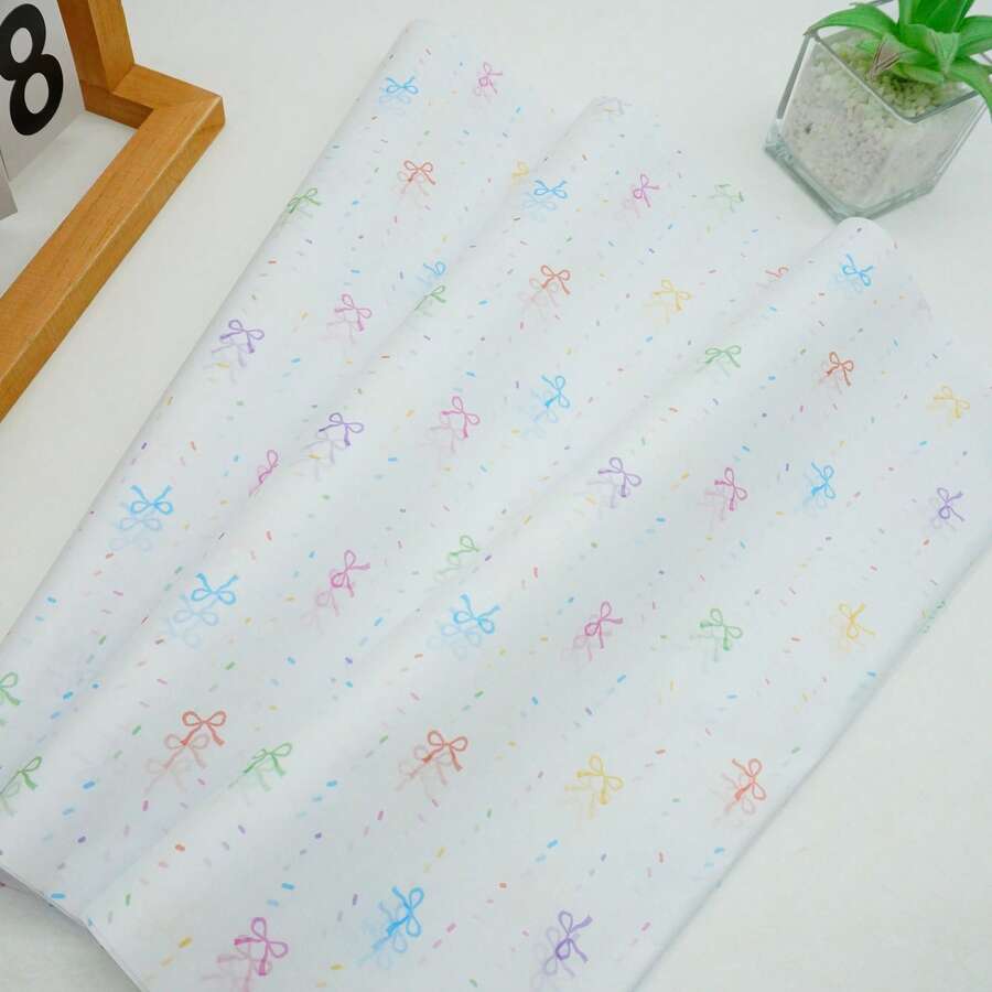 Giấy lụa họa tiết nơ nhỏ nhiều màu sắc, kích thước 19,69*13,78 inch, giấy gói quà in sẵn dùng cho túi quà, đồ thủ công DIY, bó hoa, đám cưới, sinh nhật, tốt nghiệp, tựu trường, Giáng sinh, trang trí tiệc. - Xem 1