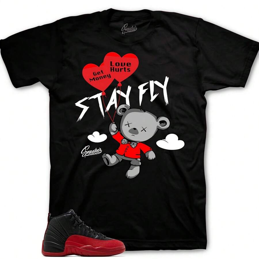 Diseño de camiseta para combinar con zapatillas retro del juego 12 Flu camiseta con zapatillas Money over Love - forma - Ver 1